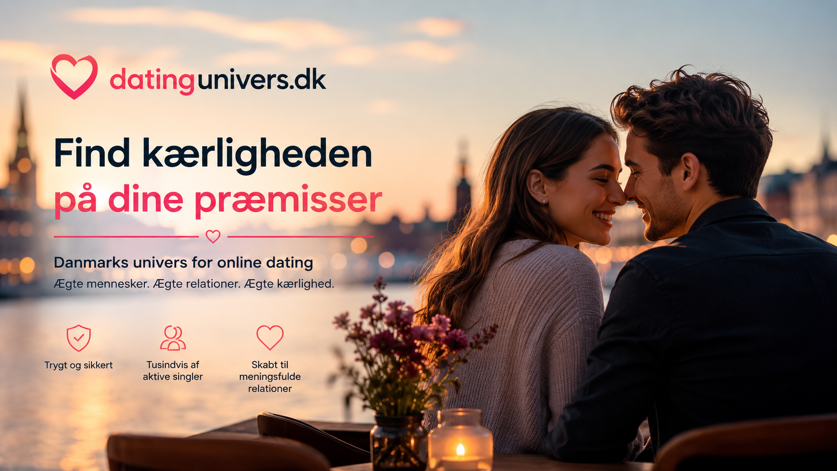 Glad par finder k&aelig;rligheden gennem en online dating app